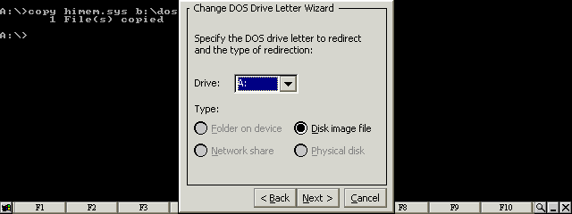 Select Disk image file for the A: drive letter