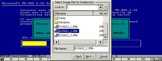 Select the second MS-DOS disk image